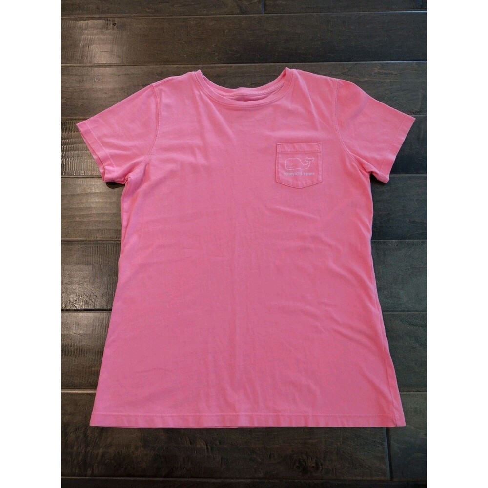 VINEYARD VINES Women's bright coral pink short-sleeve whale pocket tee - S